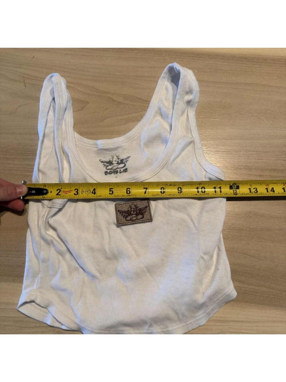 Boys Lie White Logo Patch Cropped Cotton Blend Tank Top Women's Size Large L - Picture 4 of 4